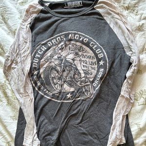 vintage “dutch bros motor club” baseball fit tee
